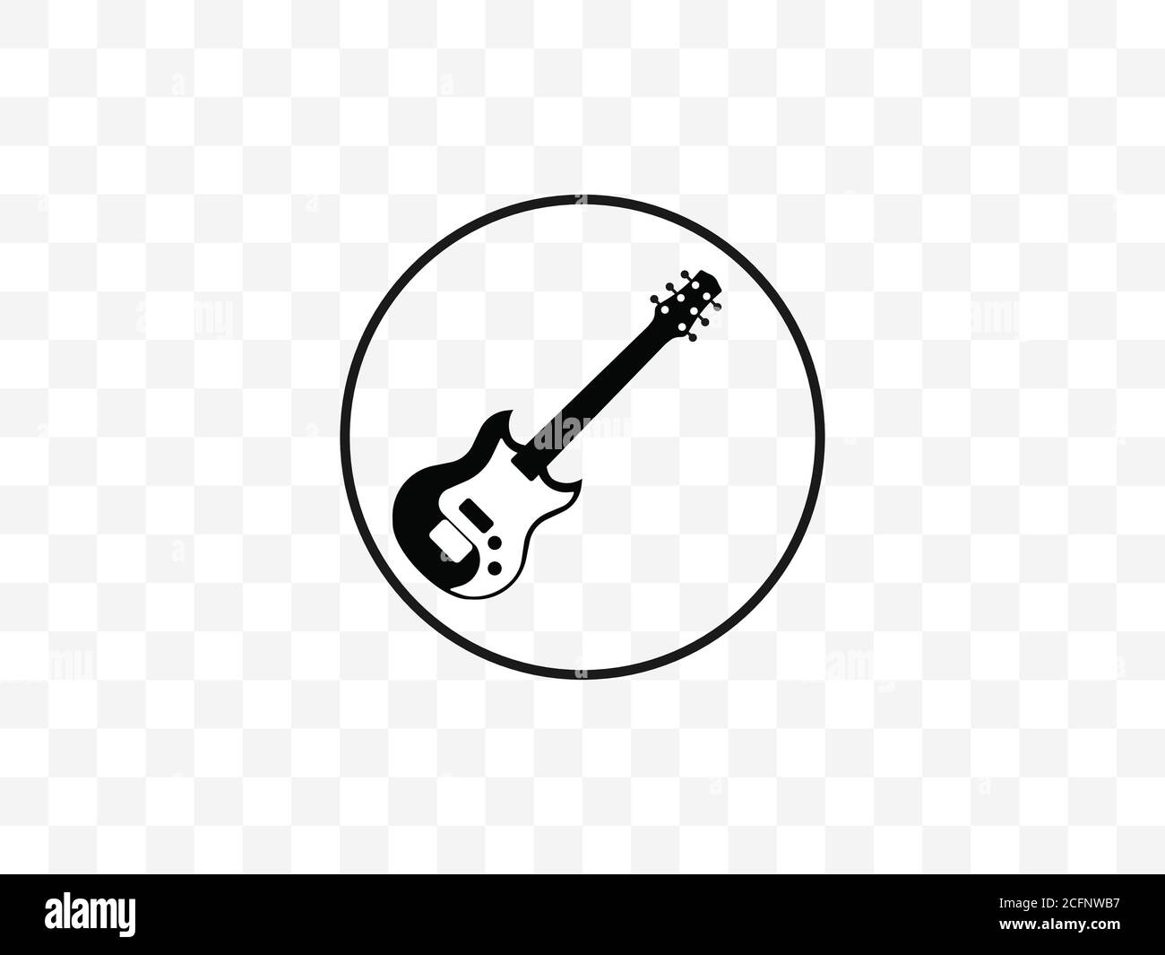 Gitarre, Instrument, Musiksymbol. Vektor-Illustration, flaches Design. Stock Vektor