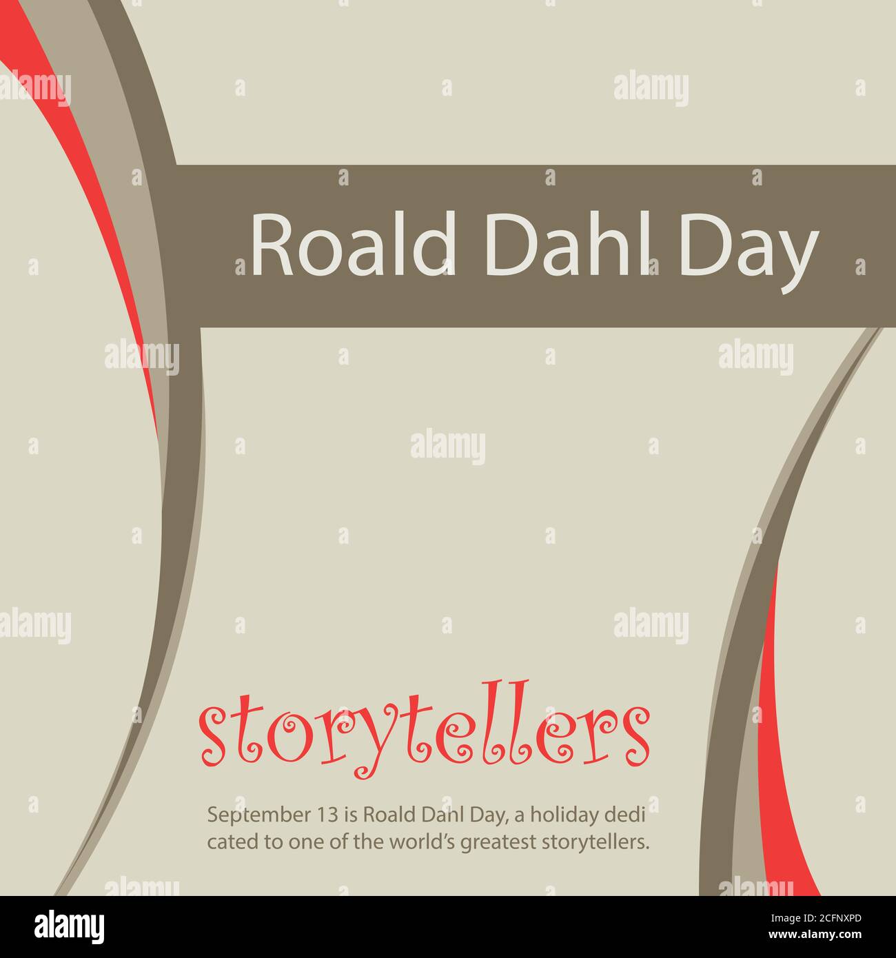 Der 13. September ist Roald Dahl Day, ein Feiertag, der einem der größten Geschichtenerzähler der Welt gewidmet ist. Stock Vektor