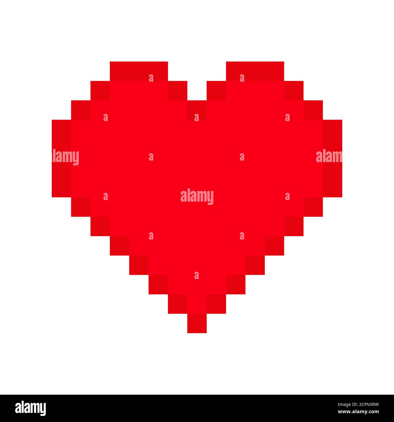 Pixel-Herz-Symbol auf weißem Hintergrund Stock Vektor