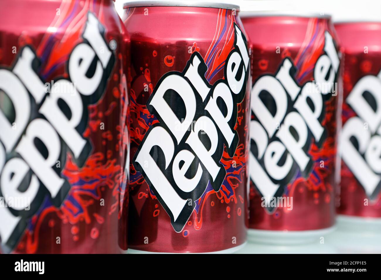 Dosen von Dr Pepper Stockfoto