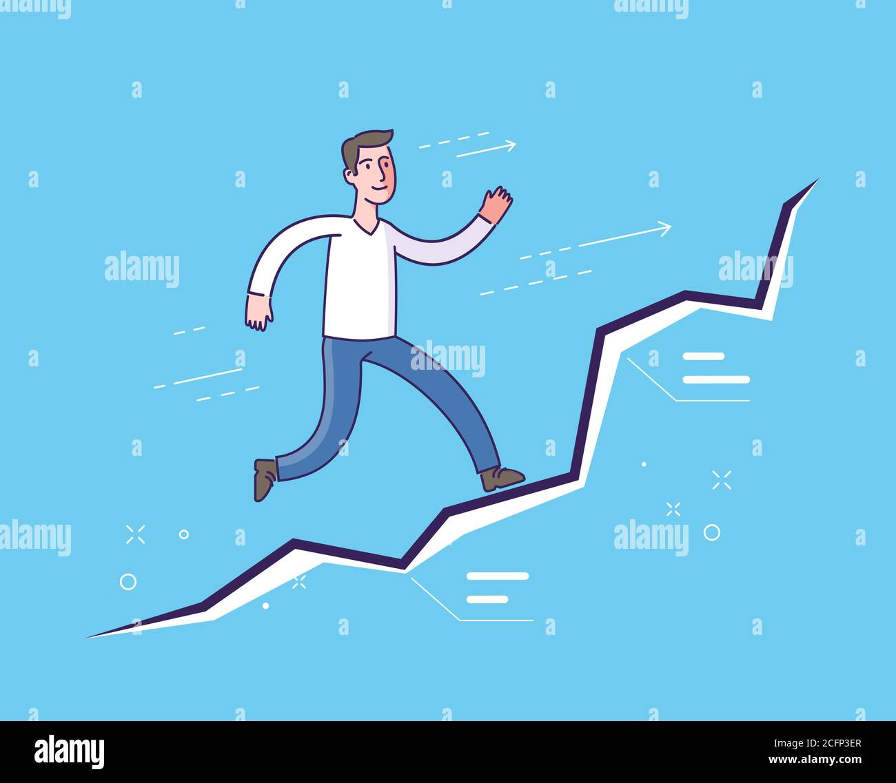 Running Geschäftsmann auf Diagramm. Geschäftskonzept Stock Vektor