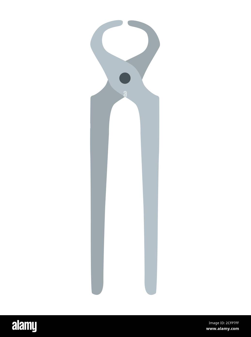 Zange für farbige Eisenschneidzangen. Werkzeugsymbol für Stahlzangen. Grauer Griff. Flache Abbildung des Vektorsymbols für Zangen-Werkzeuge für Webdesign. Stock Vektor