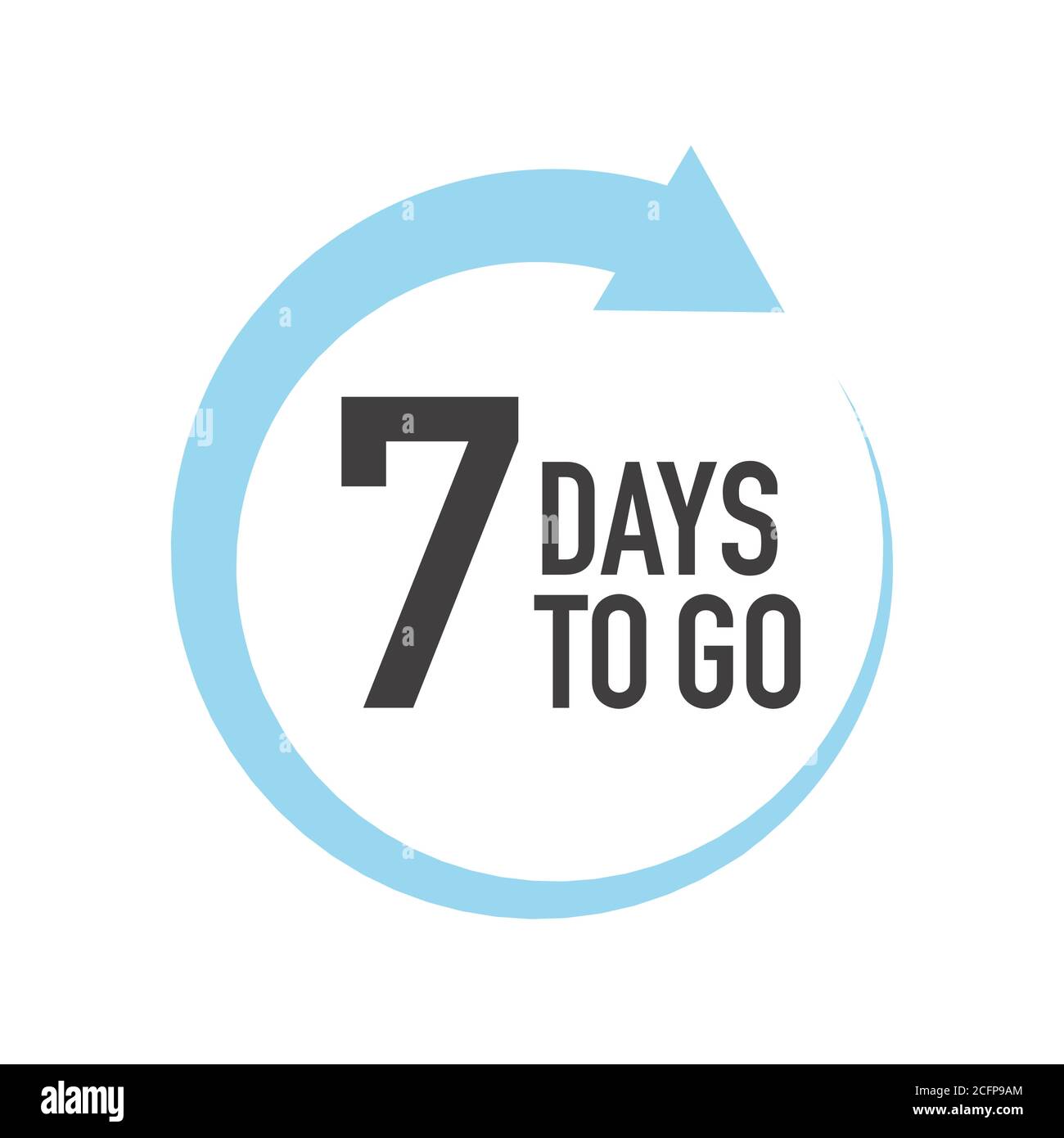 Sieben Tage vor dem nächsten Tag. Rundes Symbol mit blauem Pfeil. Stock Vektor
