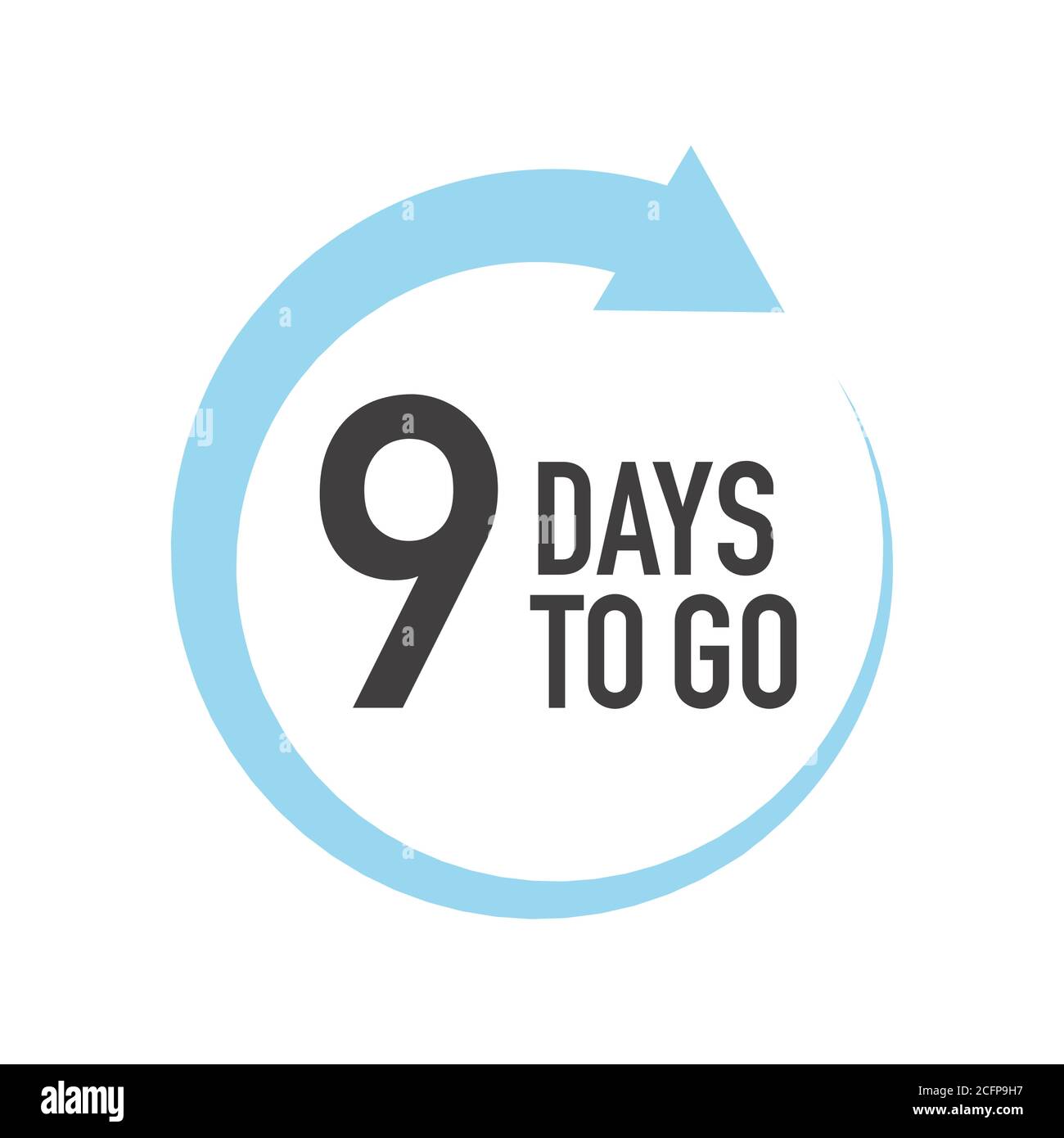 Symbol „neun Tage vor dem nächsten Tag“. Rundes Symbol mit blauem Pfeil. Stock Vektor