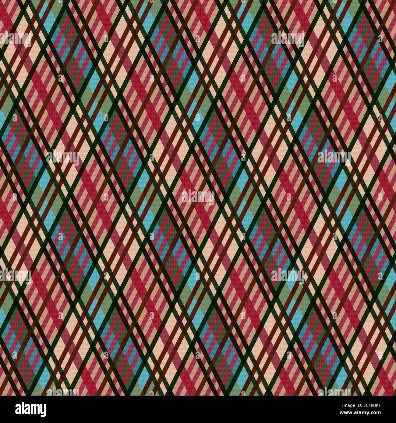 Detailliertes Rhomb nahtloses Vektor-Muster als Tartan Plaid, mehrfarbige Textur für Flanellhemd, Plaid, Tischdecken, Kleidung, Decken und andere textilien Stock Vektor