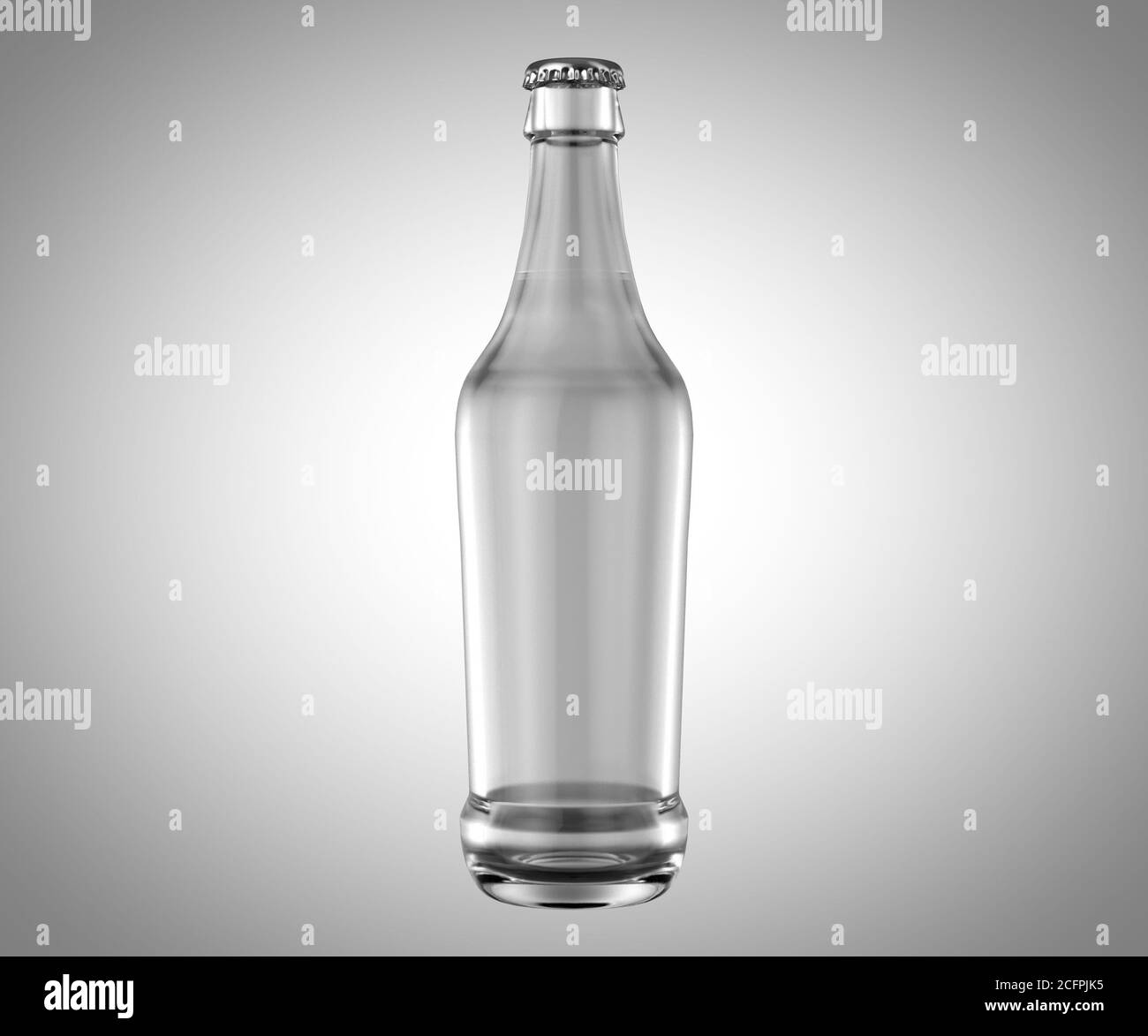 Ein klares Glas Bier Flasche auf einem isolierten weißen studio Hintergrund - 3D-Rendering Stockfoto