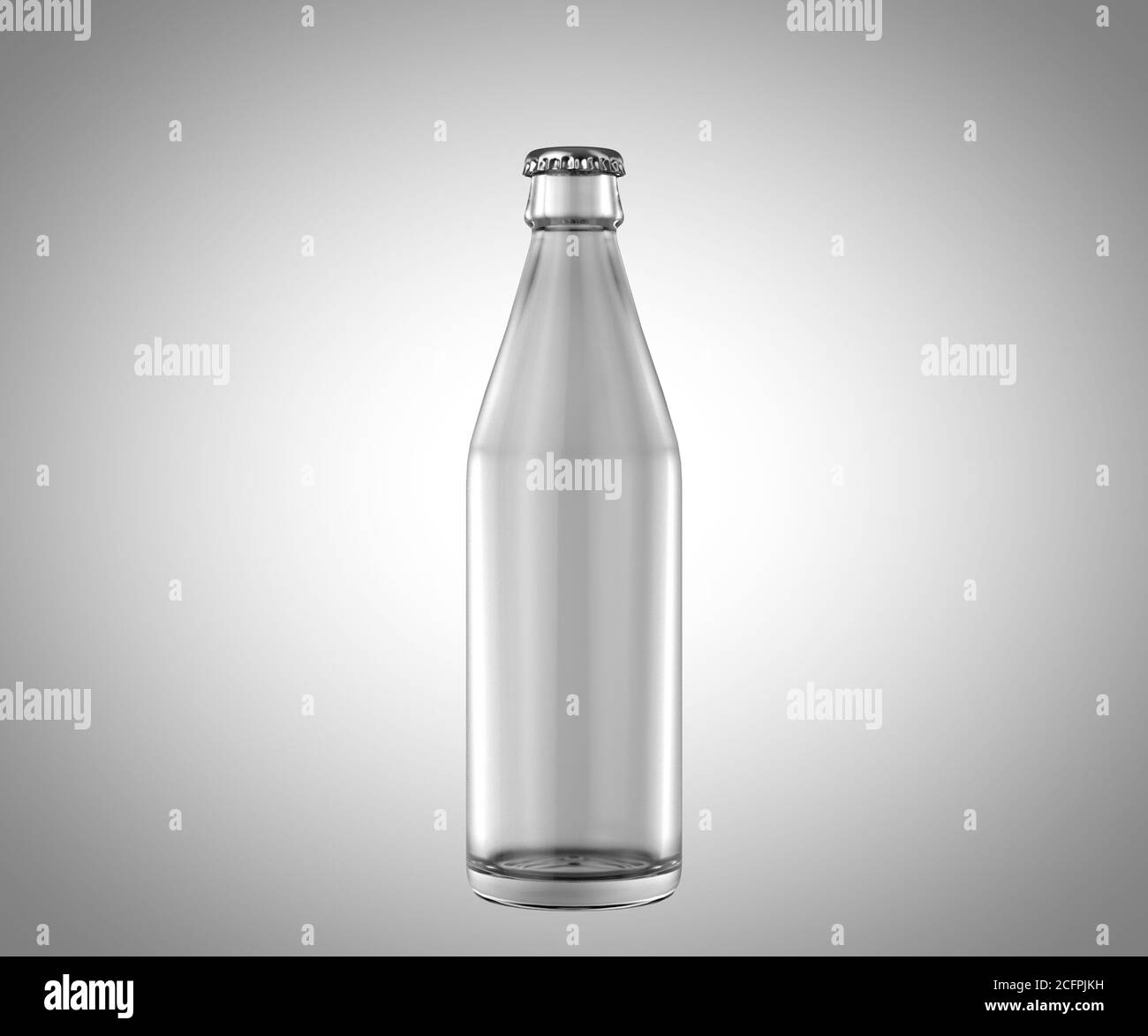 Ein klares Glas Bier Flasche auf einem isolierten weißen studio Hintergrund - 3D-Rendering Stockfoto
