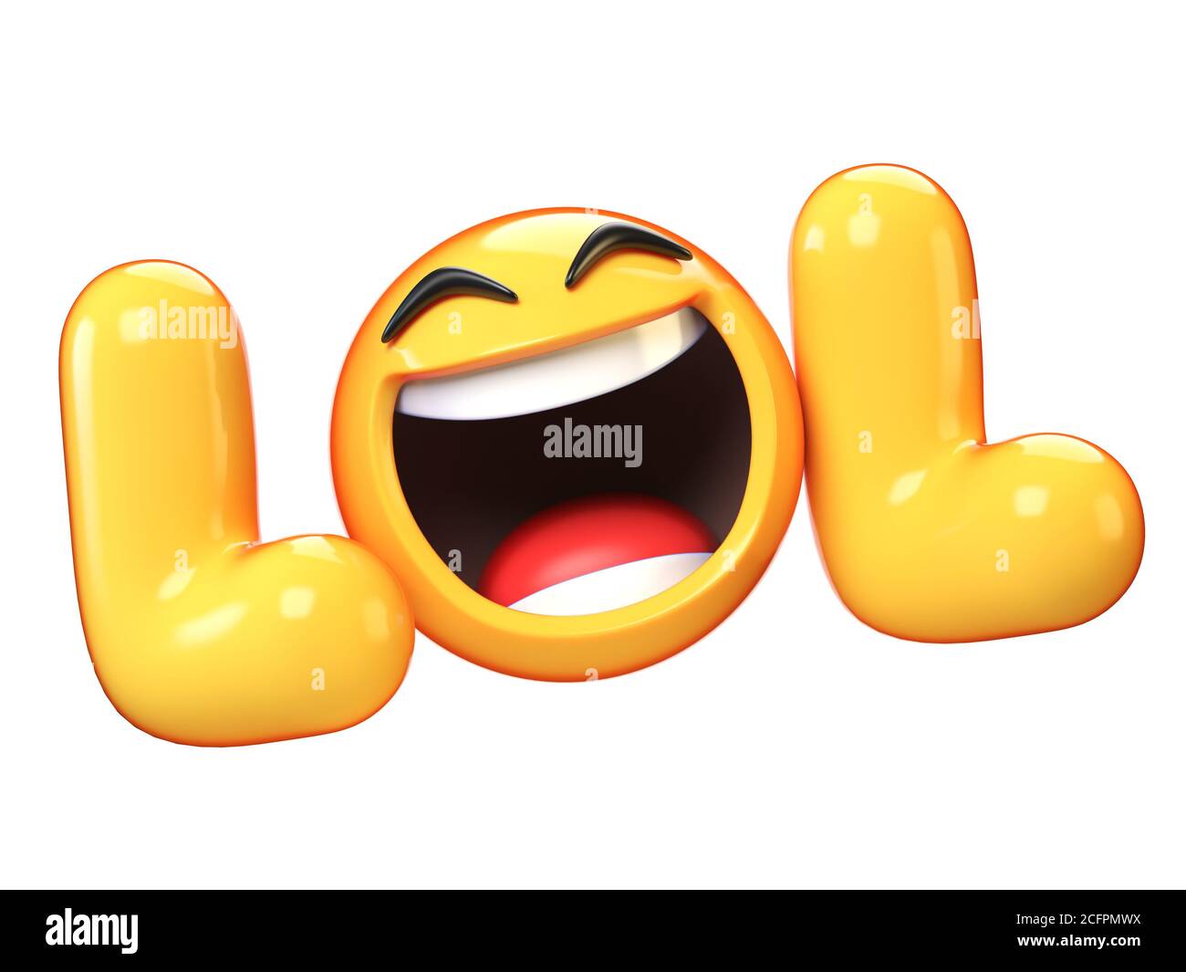Lol Emoji isoliert auf weißem Hintergrund, lachende Gesicht Emoticon 3d
