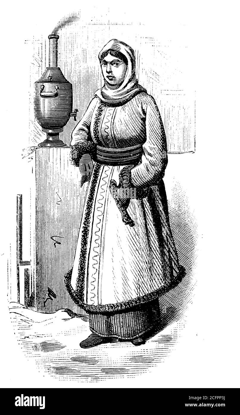 Slawische Frauen aus Russland, Großrussisch, um 1880, Russland / Slawische Frau aus Russland, Groß-Russin, Russland, Historisch, historisch, digital verbesserte Reproduktion eines Originals aus dem 19. Jahrhundert / digitale Reproduktion einer Originalvorlage aus dem 19ten Jahrhundert. Jahrhundert, Stockfoto