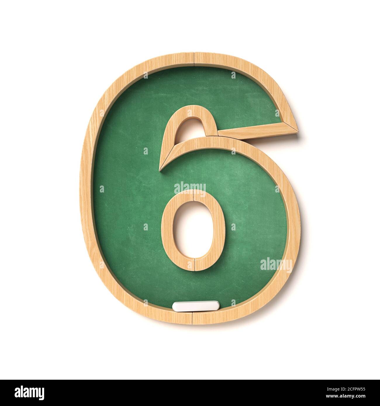 Chalkboarf Font 3d-Rendering-Nummer 6 Stockfoto
