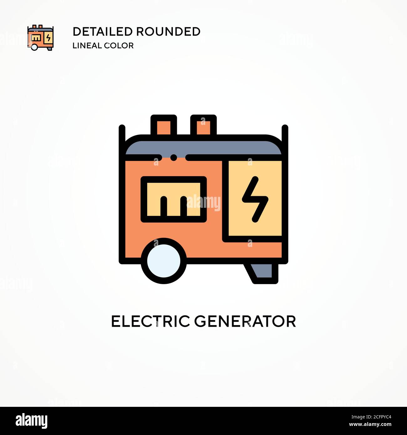 Vektorsymbol des elektrischen Generators. Moderne Vektorgrafik Konzepte. Einfach zu bearbeiten und anzupassen. Stock Vektor