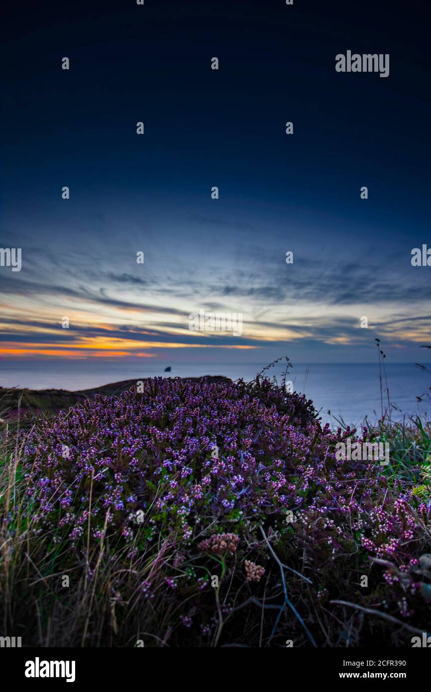Sonnenuntergang über St. Agnes, Cornwall, Großbritannien Stockfoto