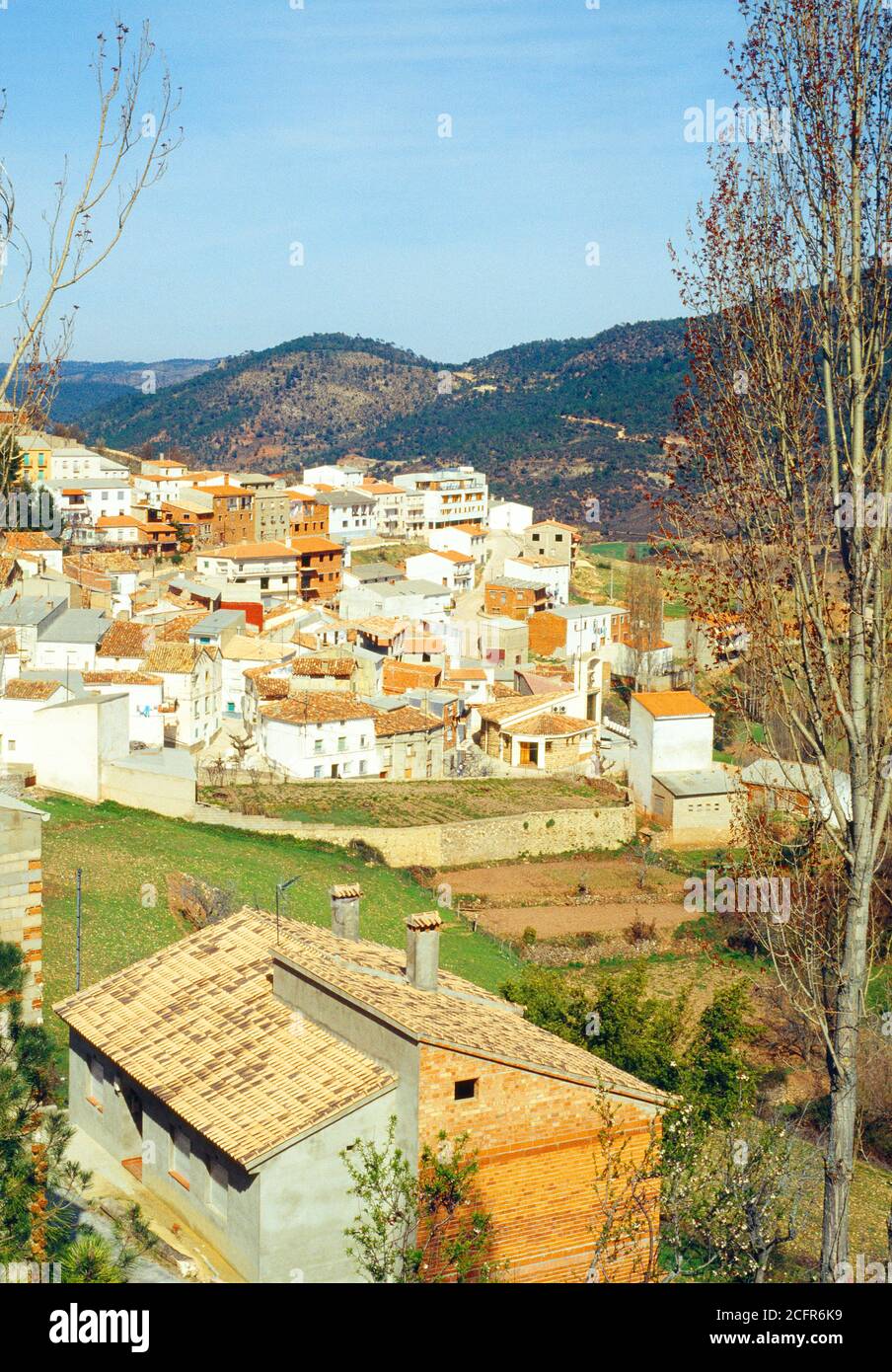 Überblick. Paterna del Madera, Provinz Albacete, Castilla La Mancha, Spanien. Stockfoto