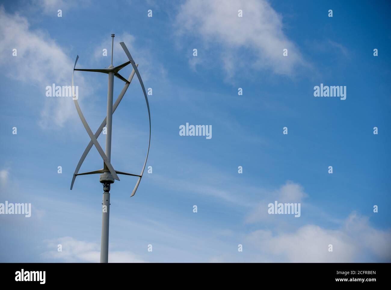 Vertikale Achse Windkraftanlage (VAWT) im Bild in den Scottish Borders. Stockfoto