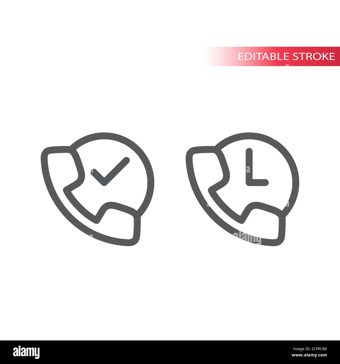 Telefon mit Uhr dünne Linie Vektor-Symbol. Unterbrechungsfreien Anrufdienst, Symbol für 24/7 Kontakte, Umriss, bearbeitbarer Strich. Stock Vektor