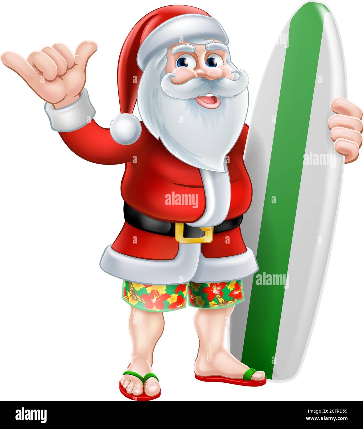 Surfen Santa Shaka Hand Weihnachten Cartoon Stock Vektor