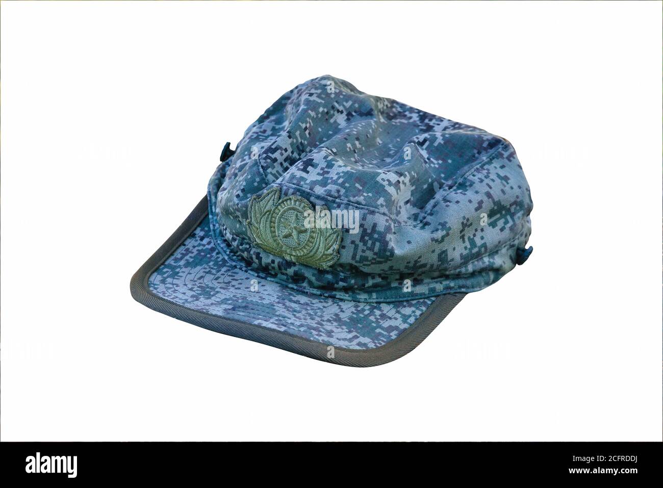 Tarnung militärische Kappe isolieren auf einem weißen Hintergrund Nahaufnahme. Stockfoto