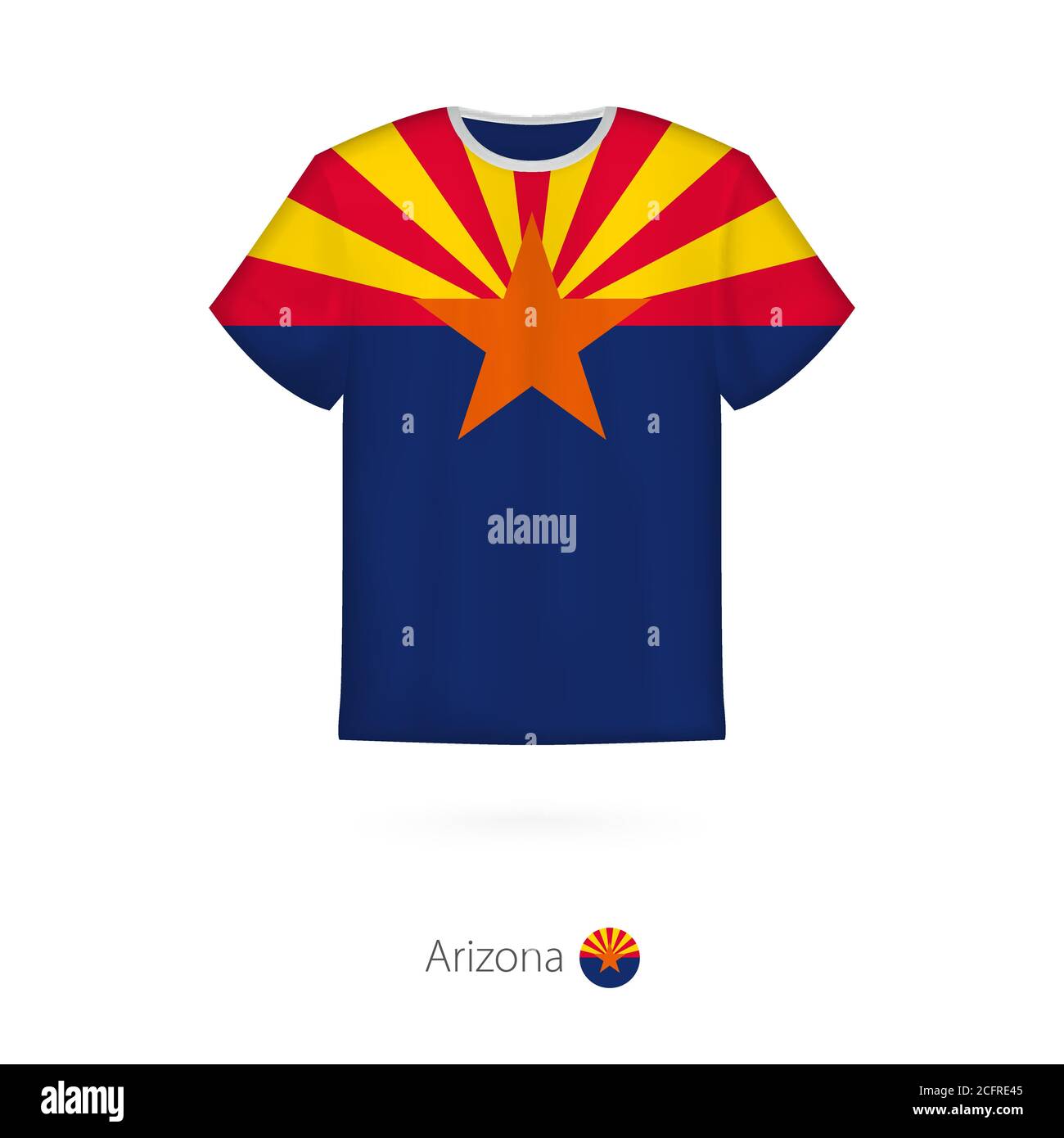 T-Shirt-Design mit Flagge von Arizona US-Bundesstaat. Vektorvorlage für T-Shirt. Stock Vektor