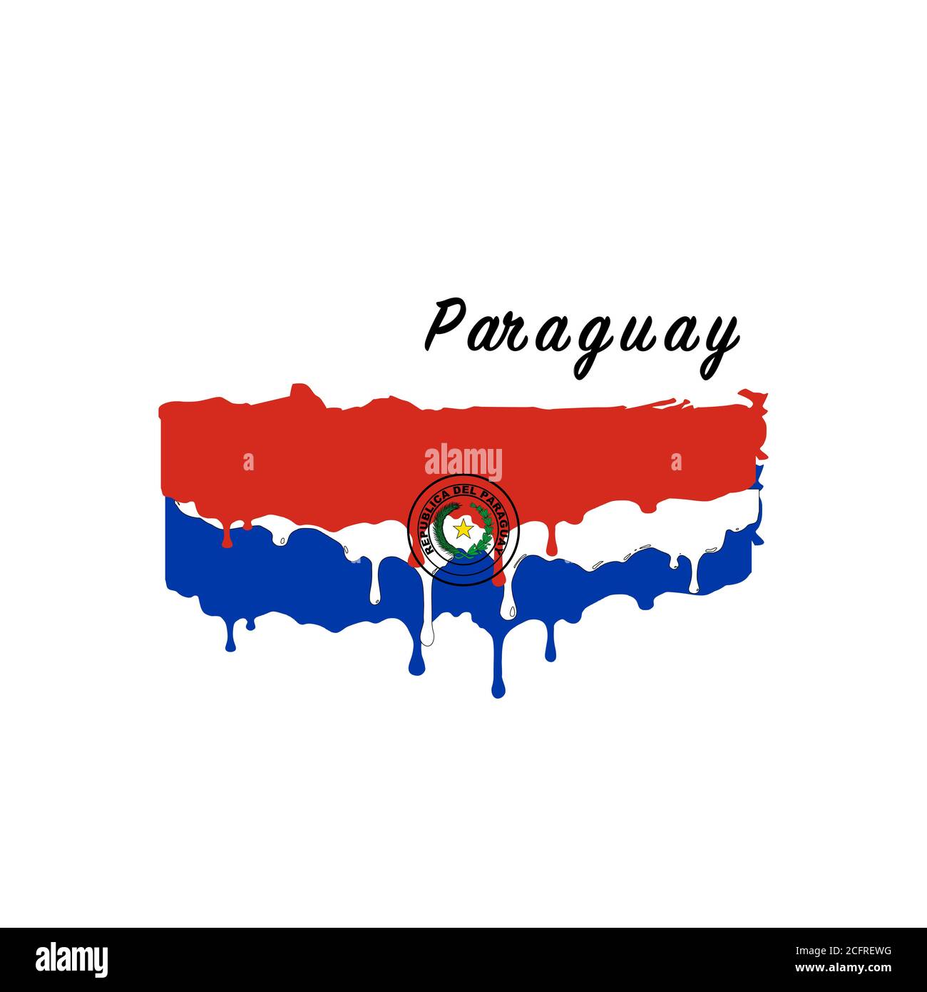 Bemalte Paraguay Flagge, Paraguay Flagge Farbe tropft. Vektordarstellung auf weißem Hintergrund isoliert Stock Vektor