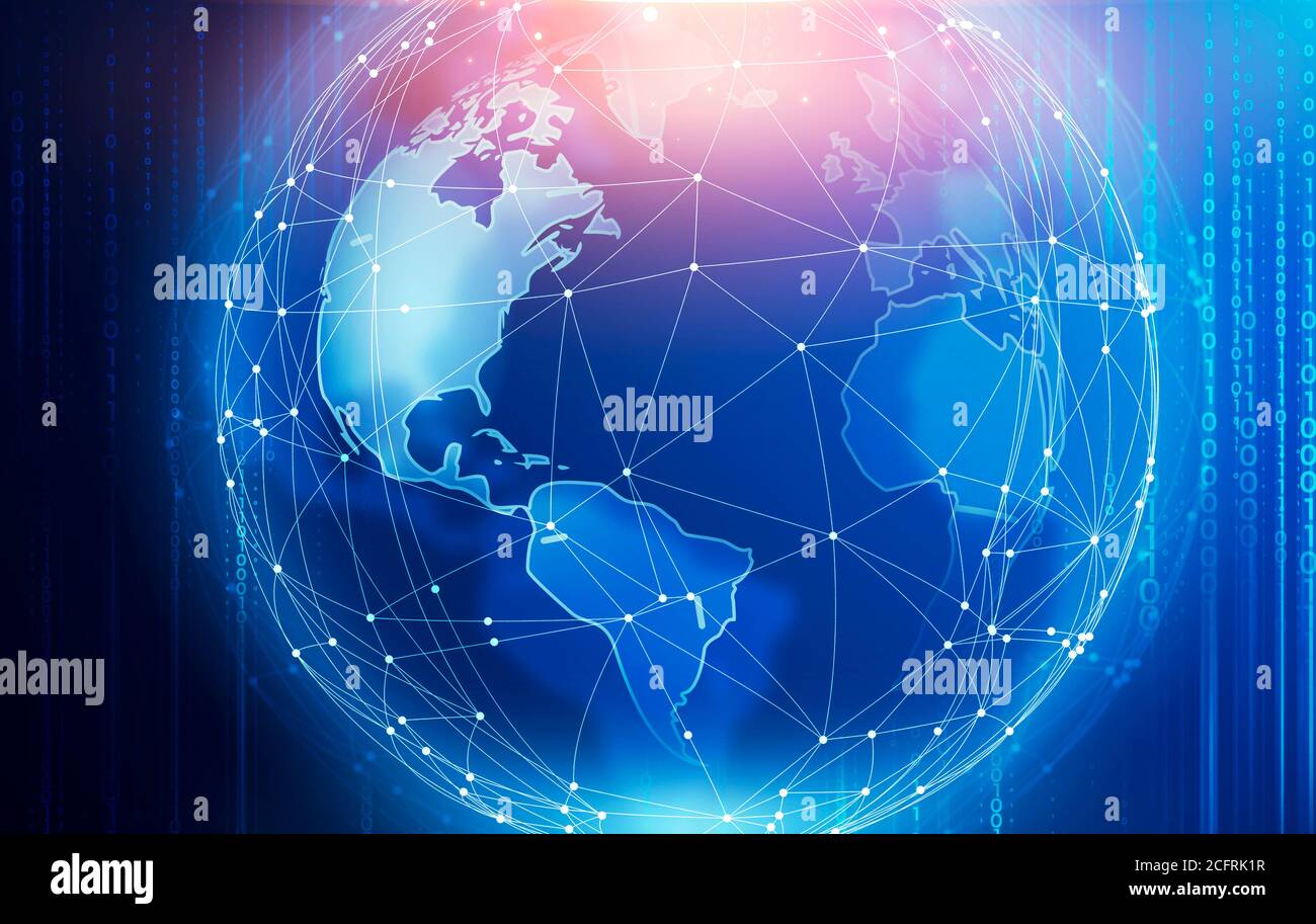 Futuristische Illustration Für Global Connection Network Concept Mit Digital World Globus Stockfoto