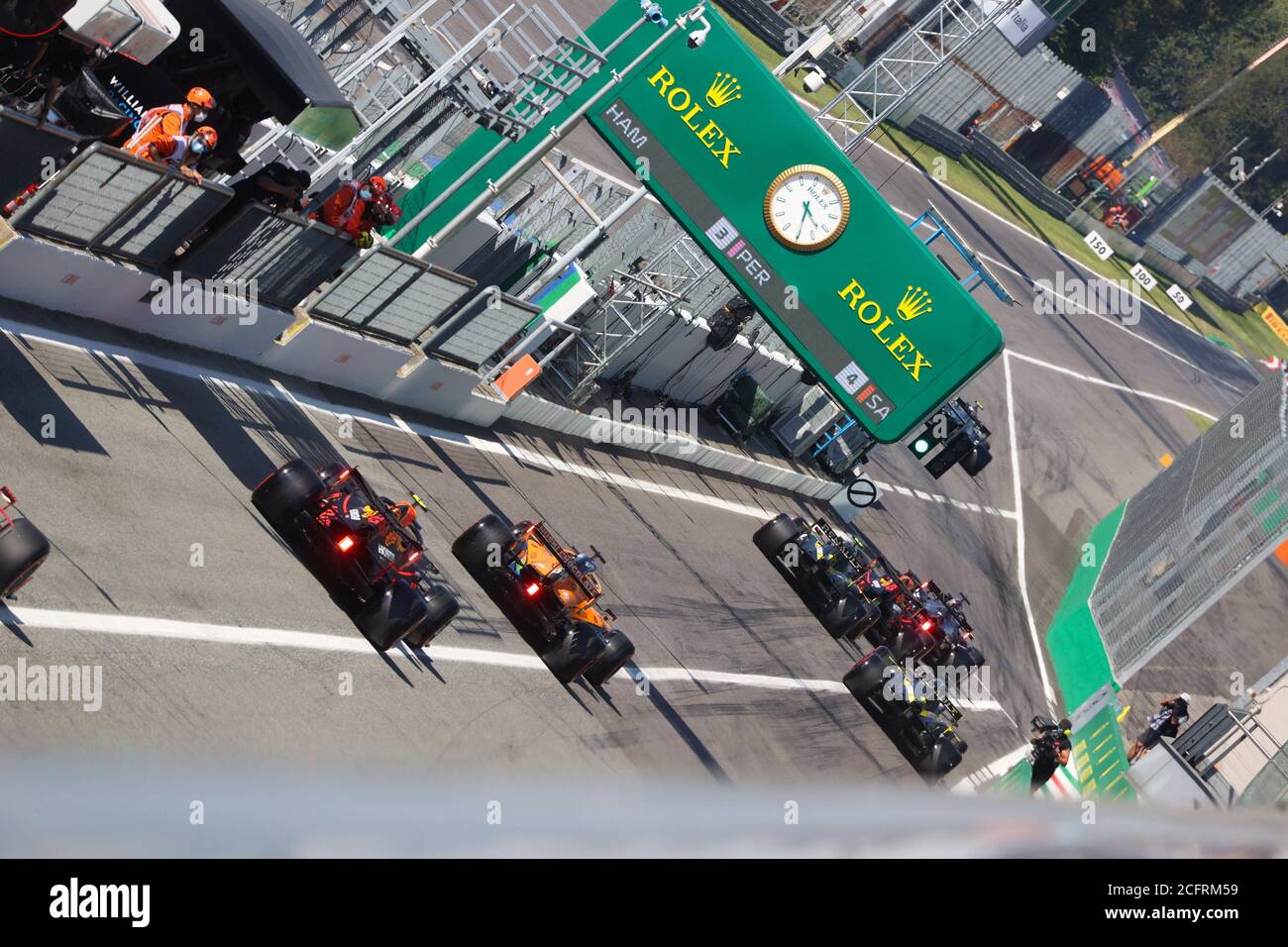 ALBON Alexander (tha), Aston Martin Red Bull Racing Honda RB16, SAINZ Carlos (Spa), McLaren Renault F1 MCL35, Action während des Formel 1 Gran Premio Stockfoto