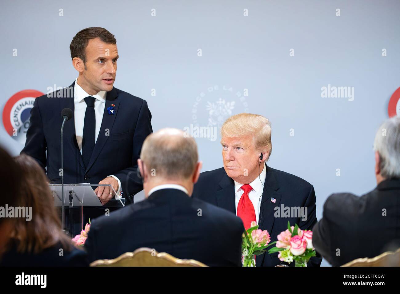 Präsident Donald J. Trump nimmt am Sonntag, den 11. November 2018, am Montag, dem  . November, am Montag, dem 1. Jahrestag des Waffenstillstandstages im Elysée-Palast in Paris Teil. Stockfoto