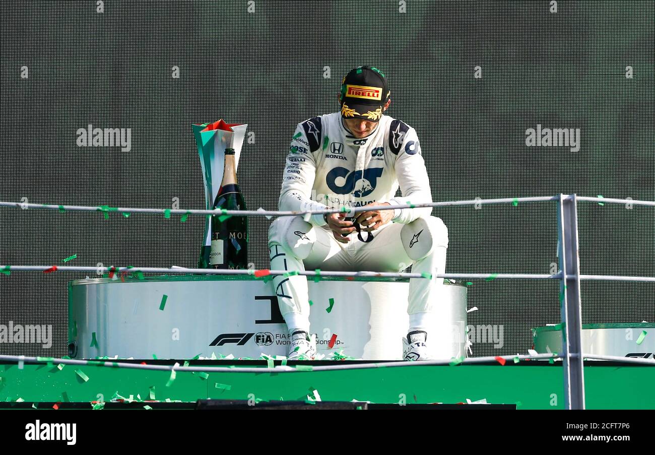 GASLY Pierre (Fra), Scuderia AlphaTauri Honda AT01, Portrait Podium während des Formel 1 Gran Premio Heineken D'italia 2020, 2020 Grand Prix von Italien, Stockfoto