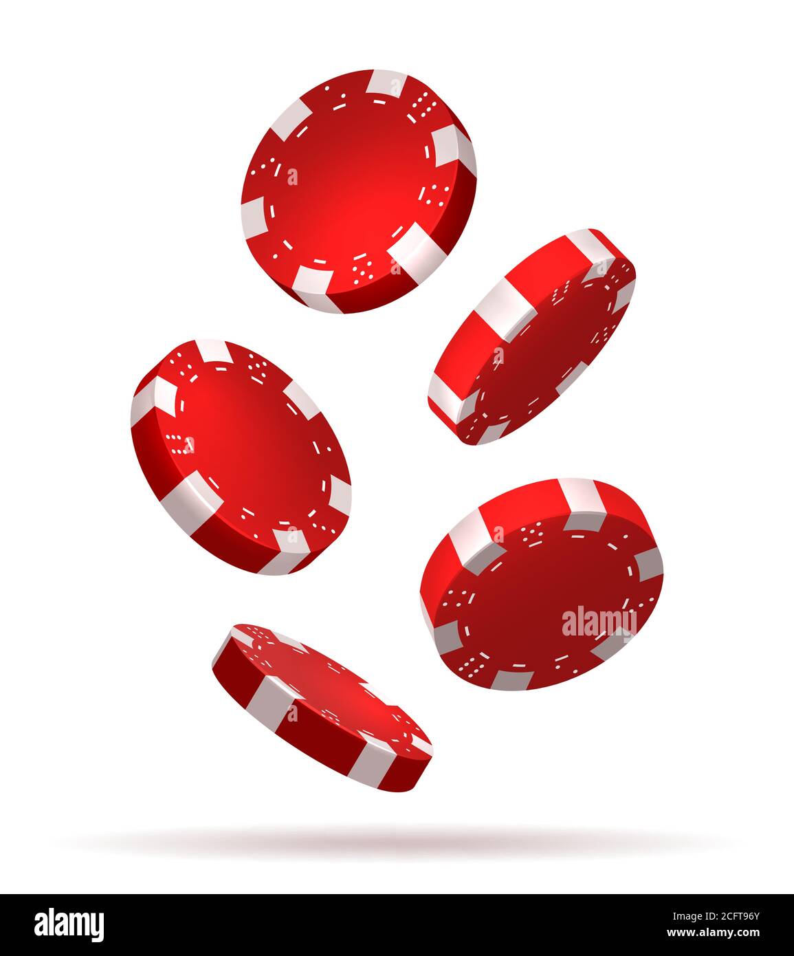 Fliegende Pokerchips auf Weiß Stock Vektor