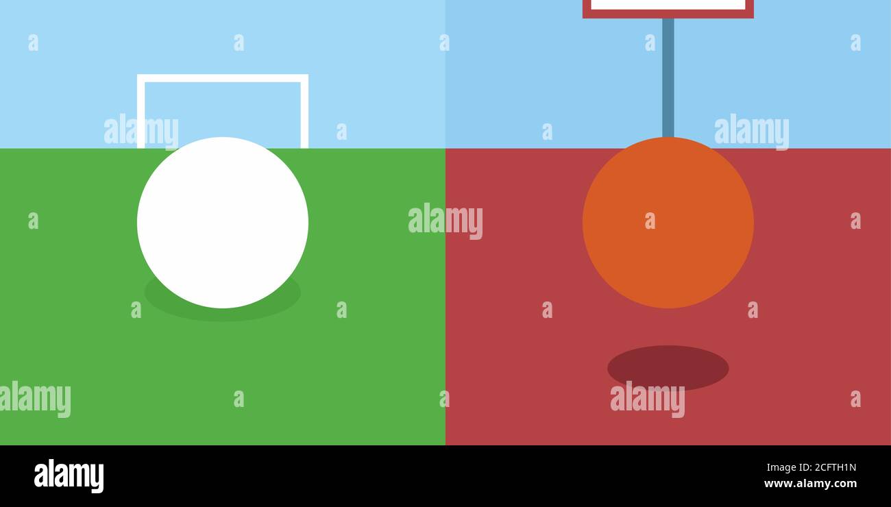 Fußball Und Basketball Minimal Abstract Vektor Illustration Kunst Stock Vektor