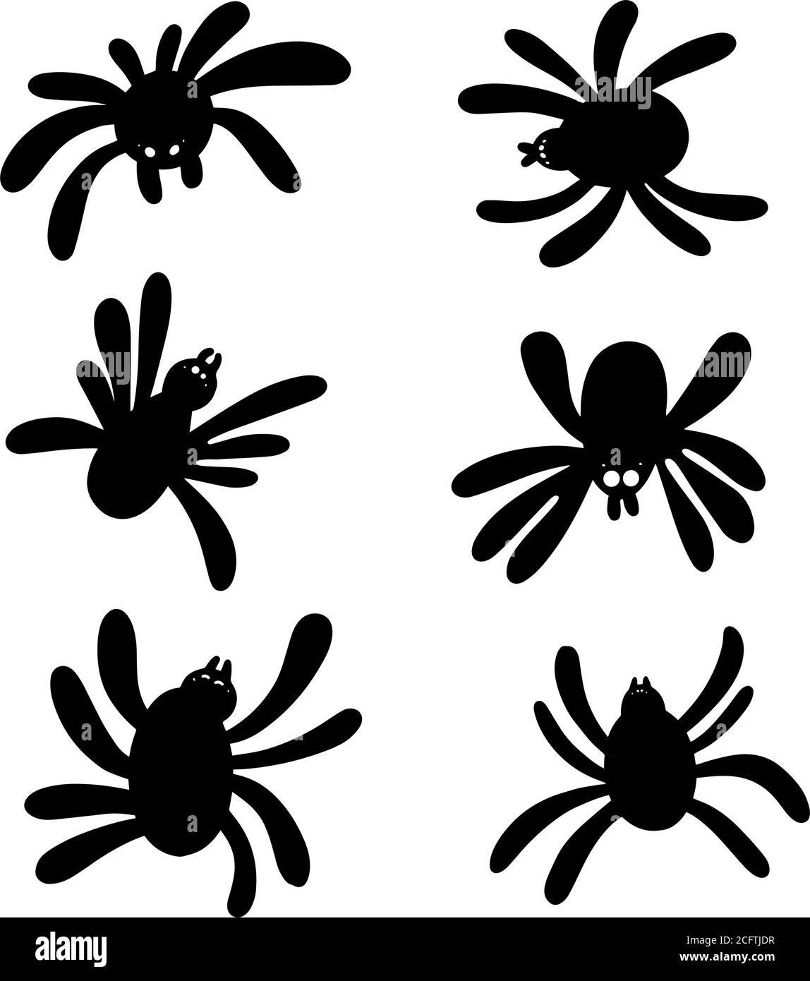 Set von schwarzen Spinnen.Süße schwarze Spinne Stock-Vektorgrafik - Alamy
