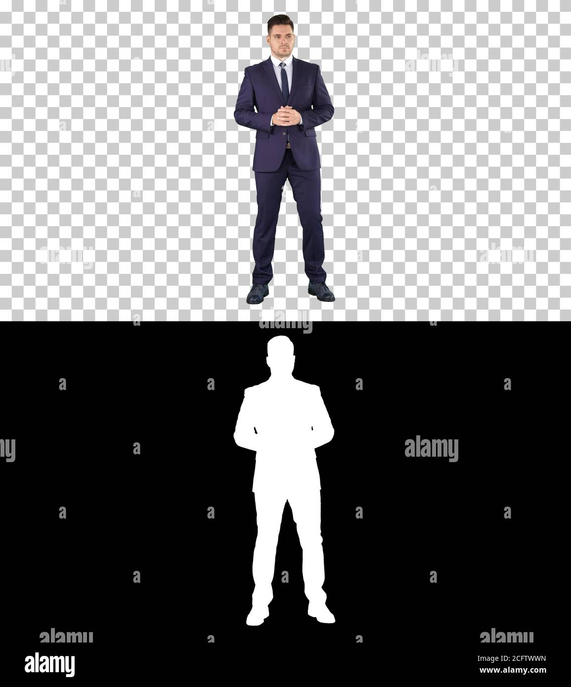 Nachdenklicher Geschäftsmann, Alpha Channel Stockfoto