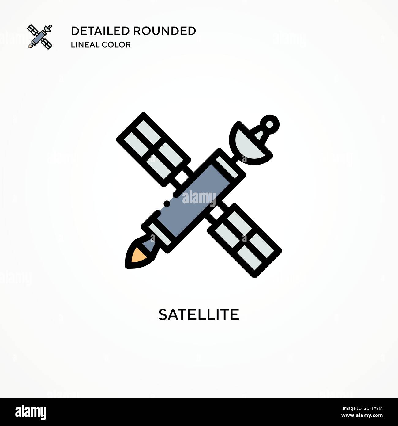 Satellitenvektor-Symbol. Moderne Vektorgrafik Konzepte. Einfach zu bearbeiten und anzupassen. Stock Vektor