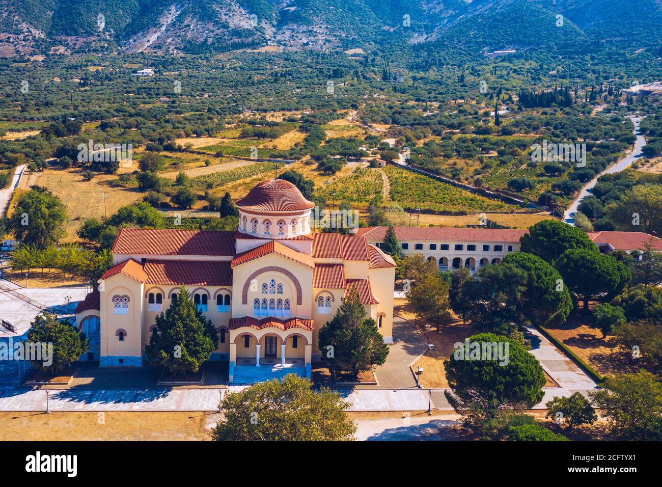 Kloster Agios Gerasimos auf der Insel Kefalonia, Griechenland. Kloster Agios Gerasimos von Kefalonia, Griechenland. Stockfoto