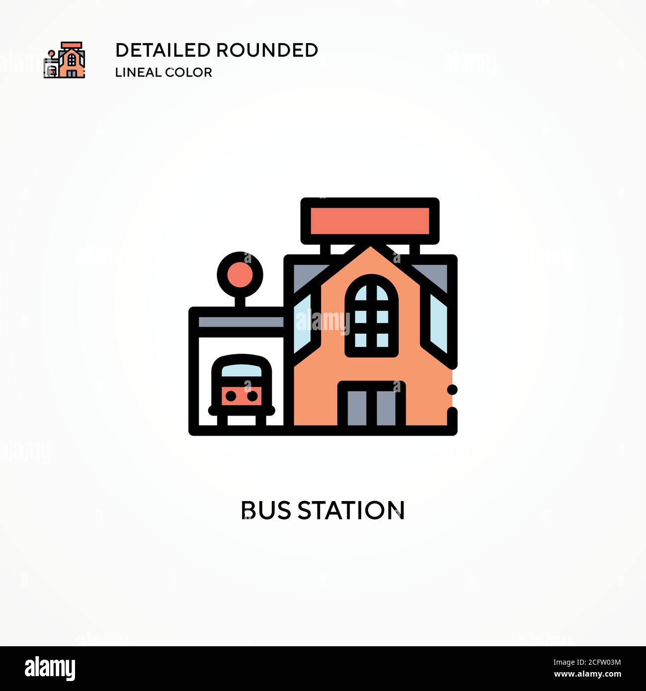 Vektorsymbol der Busstation. Moderne Vektorgrafik Konzepte. Einfach zu bearbeiten und anzupassen. Stock Vektor