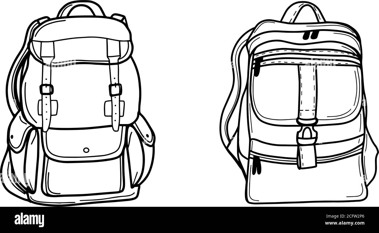 Ein Schulrucksack oder eine Tasche. Touristenrucksack Stock Vektor