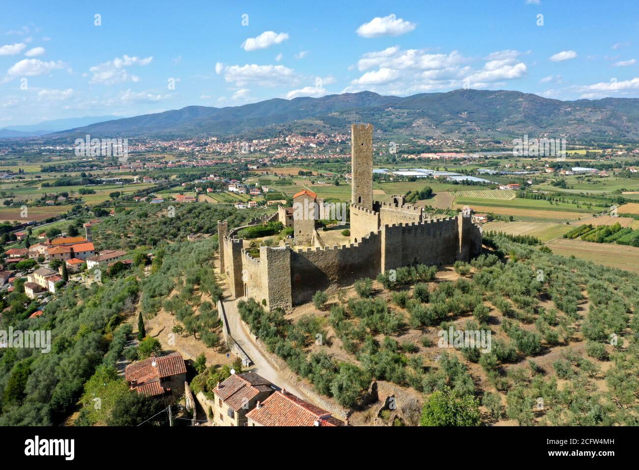 Luftaufnahme des Schlosses von Montecchio Vesponidefault Stockfoto