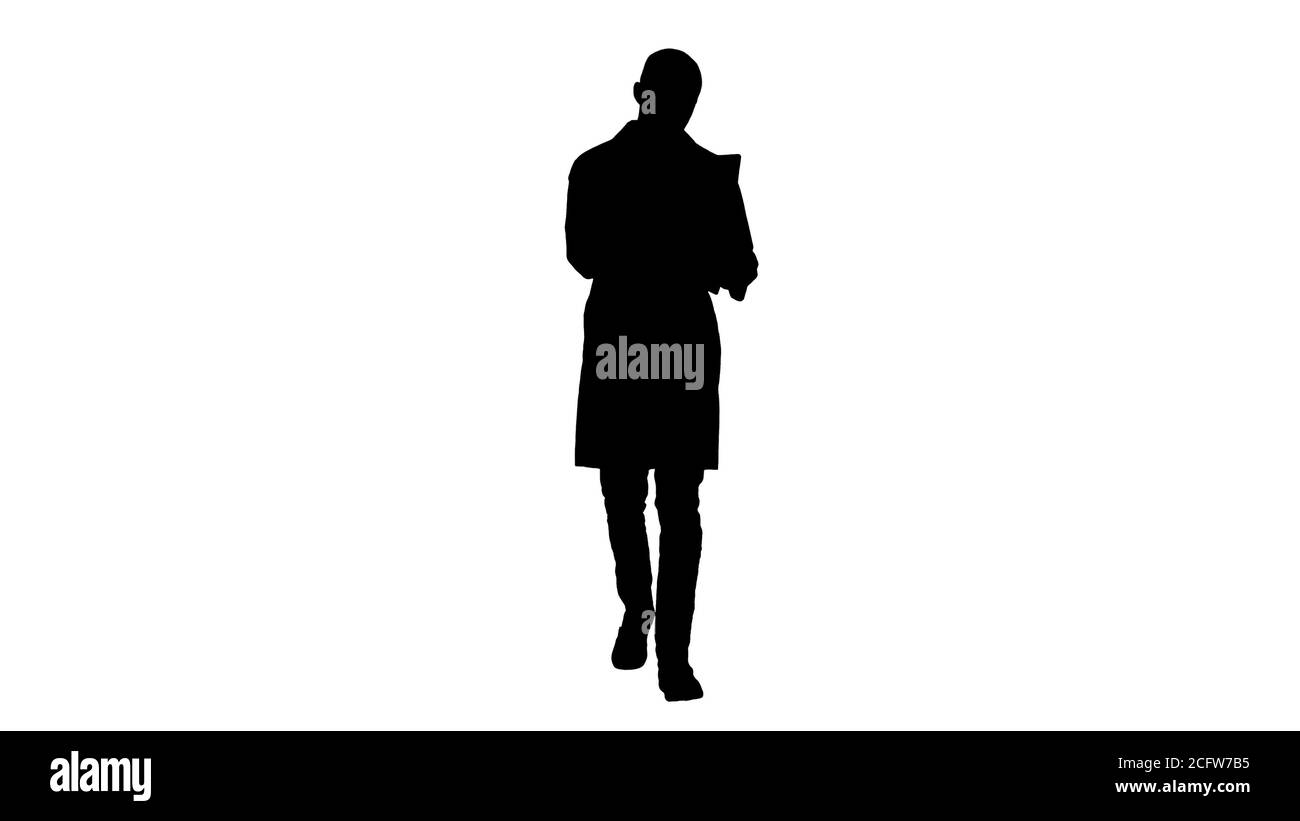 Silhouette Doctor Überprüfung Schulter-Röntgen-Scan beim Gehen. Stockfoto