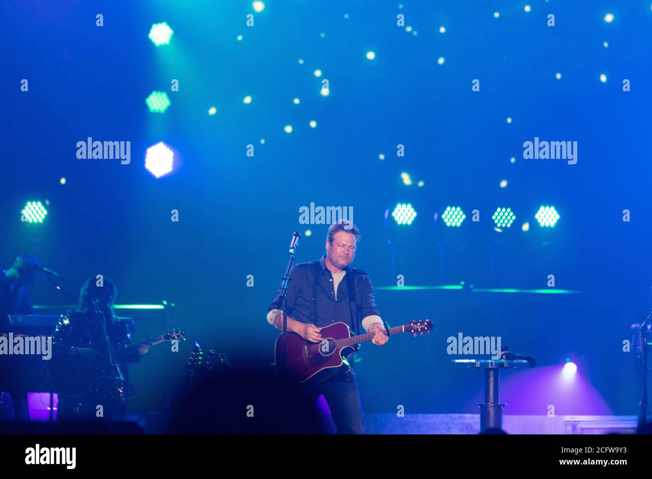 Musiker und Medienpersönlichkeit von 'The Voice' Blake Shelton tritt am Freitag, 6. März 2020, in der Pechanga Arena in San Diego, Kalifornien, auf. Stockfoto