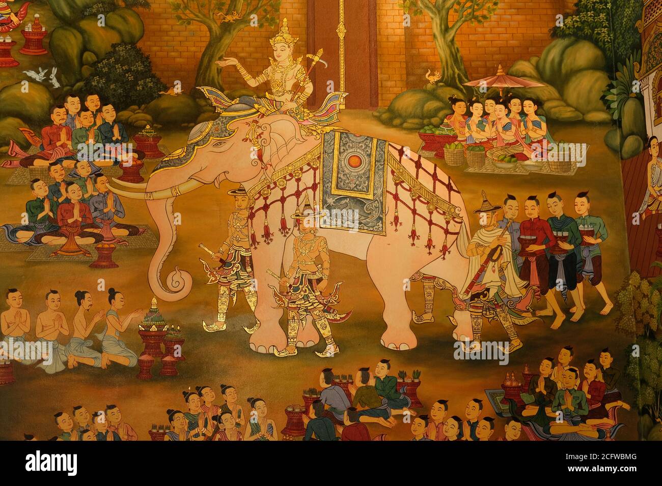 Chiang Mai Thailand - Stadt Säule Schrein Innenwand Malerei (Im Wat Chedi Luang) Stockfoto