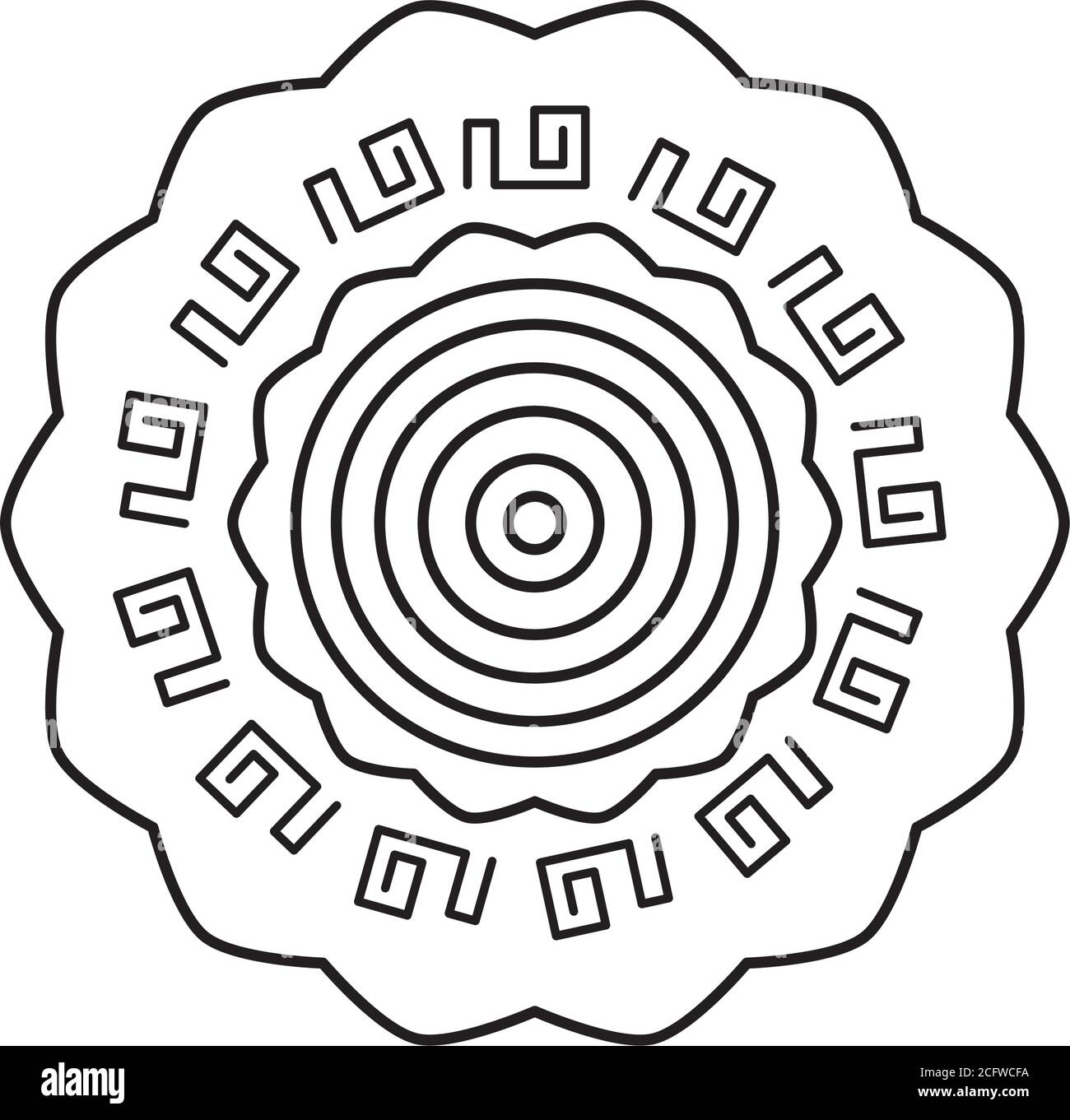 chinesisches Mondkuchen-Symbol auf weißem Hintergrund, Linienstil, Vektorgrafik Stock Vektor