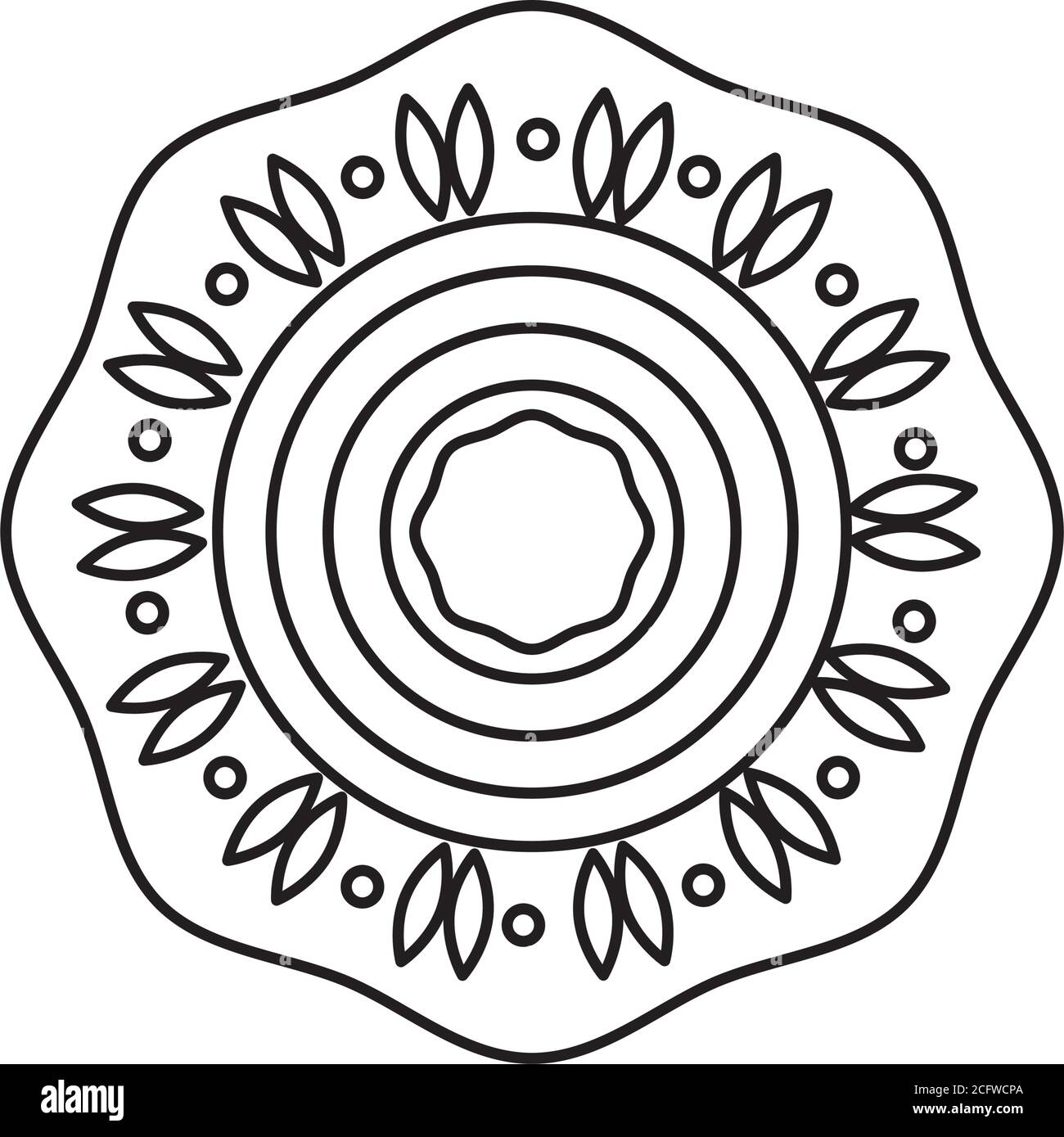 Traditionelles Mondkuchen-Symbol auf weißem Hintergrund, Linienstil, Vektorgrafik Stock Vektor