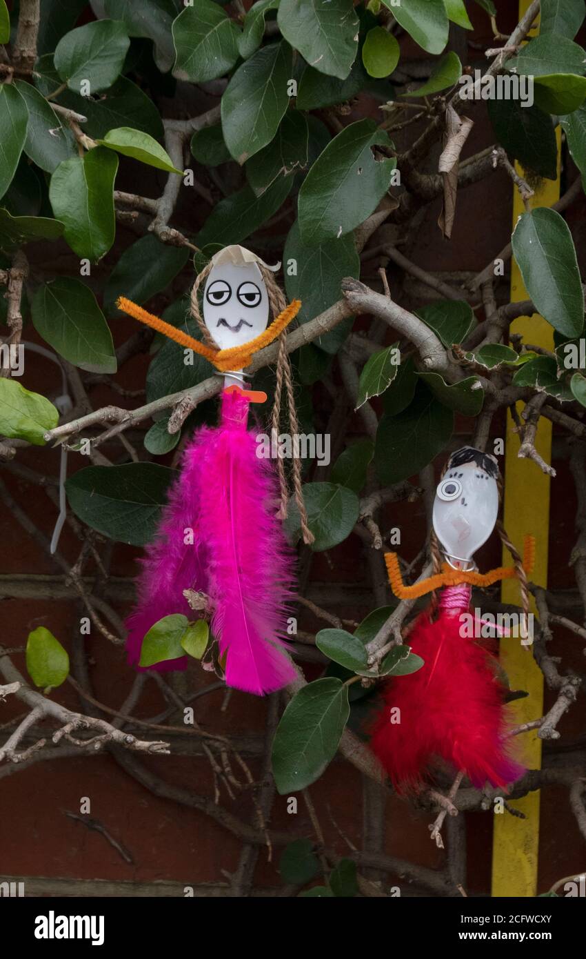 Covid 19 Pandemic Melbourne Australien: Spoonville Kunstinstallation von Einheimischen zur Unterhaltung von Kindern während der Pandemie-Sperre. Stockfoto