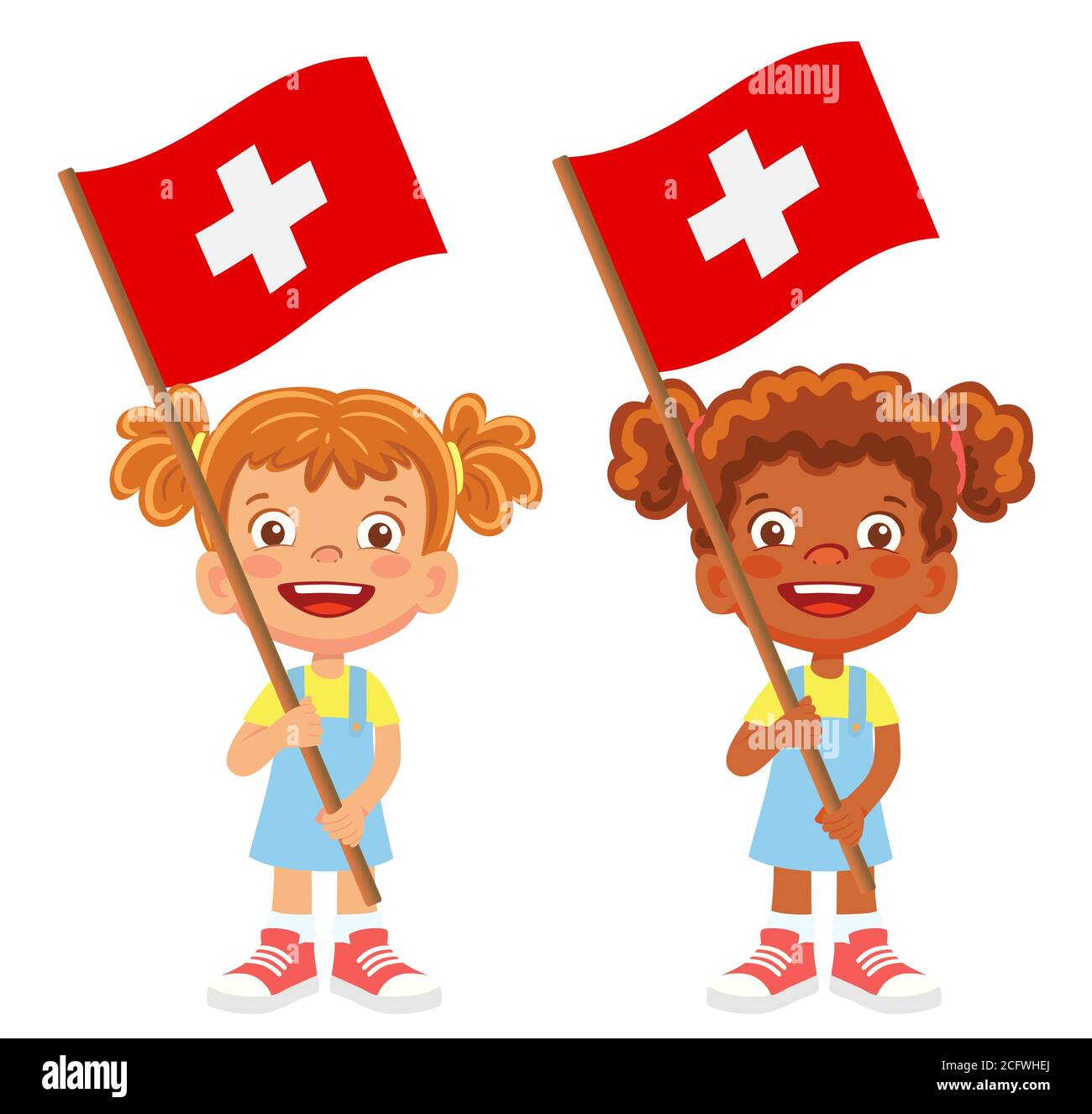 Schweiz Flagge in der Hand. Kennzeichen für Kinder. Nationalflagge der  Schweiz Stockfotografie - Alamy