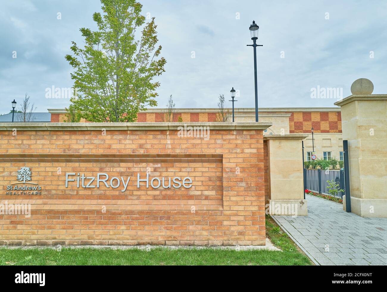 Eintritt zum Fitzroy House im St. Andrew's Hospital, Northampton, England. Stockfoto