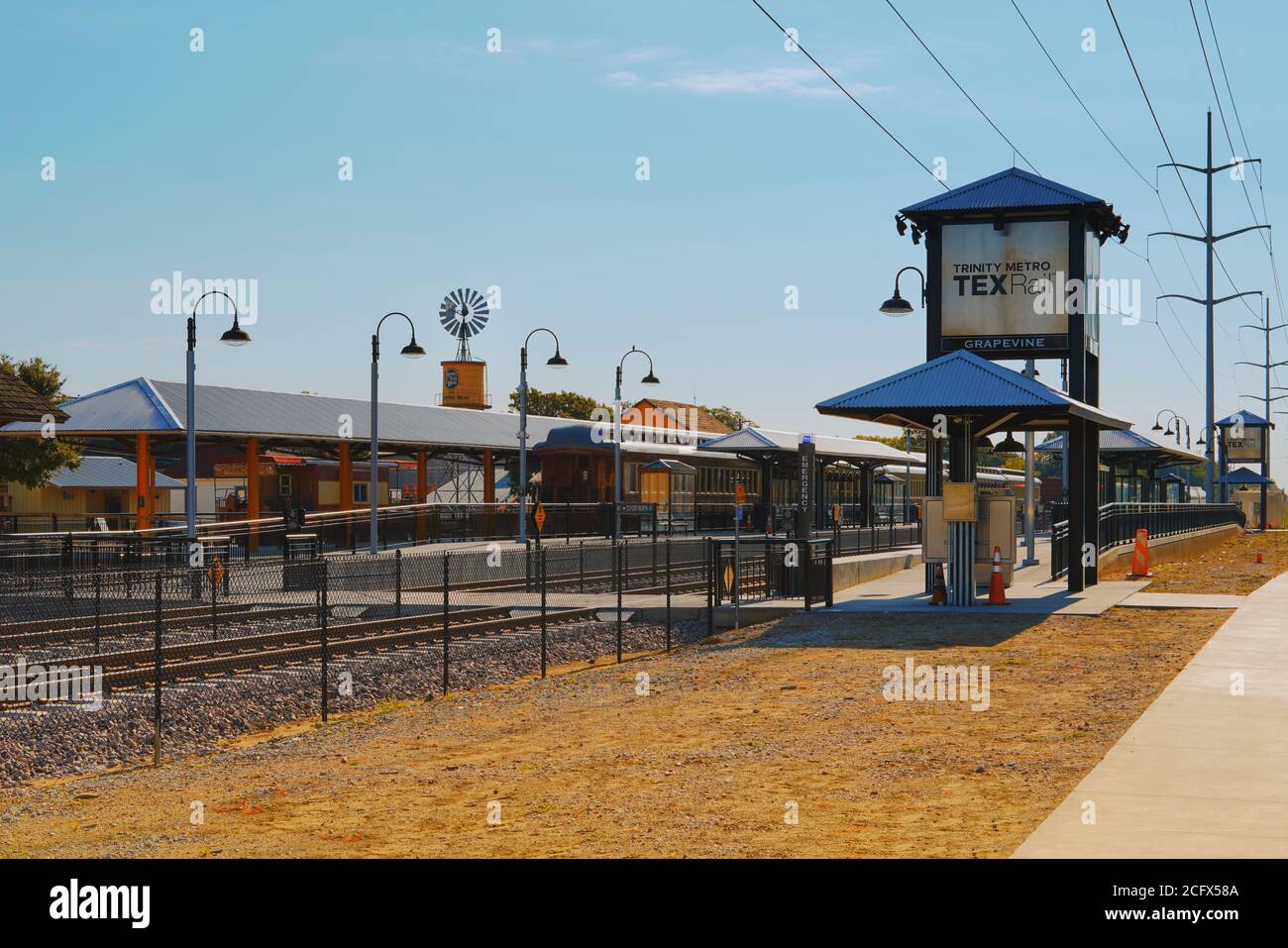 GRAPEVINE, TEXAS, USA - 24. JULI 2019: Bahnhof Grapevine. Stockfoto