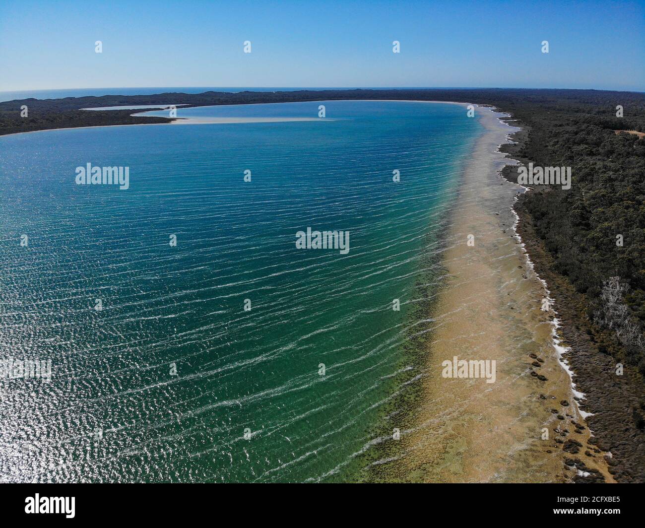Luftaufnahme über dem Lake Clifton in Western Australia. Stockfoto