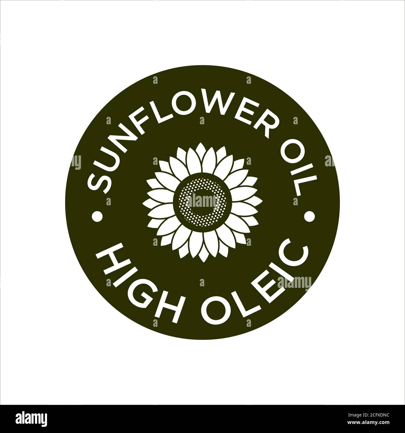 Symbol für Sonnenblumenöl. Hohes Oleic-Symbol. Stock Vektor