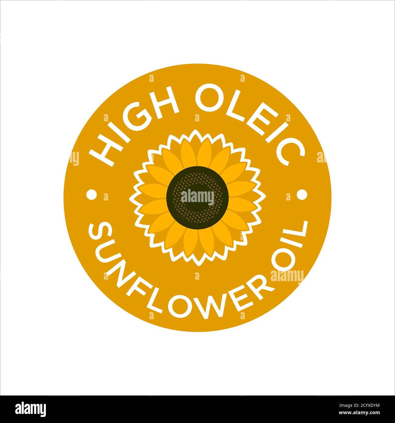 Symbol für Sonnenblumenöl. Hohes Oleic-Symbol. Stock Vektor