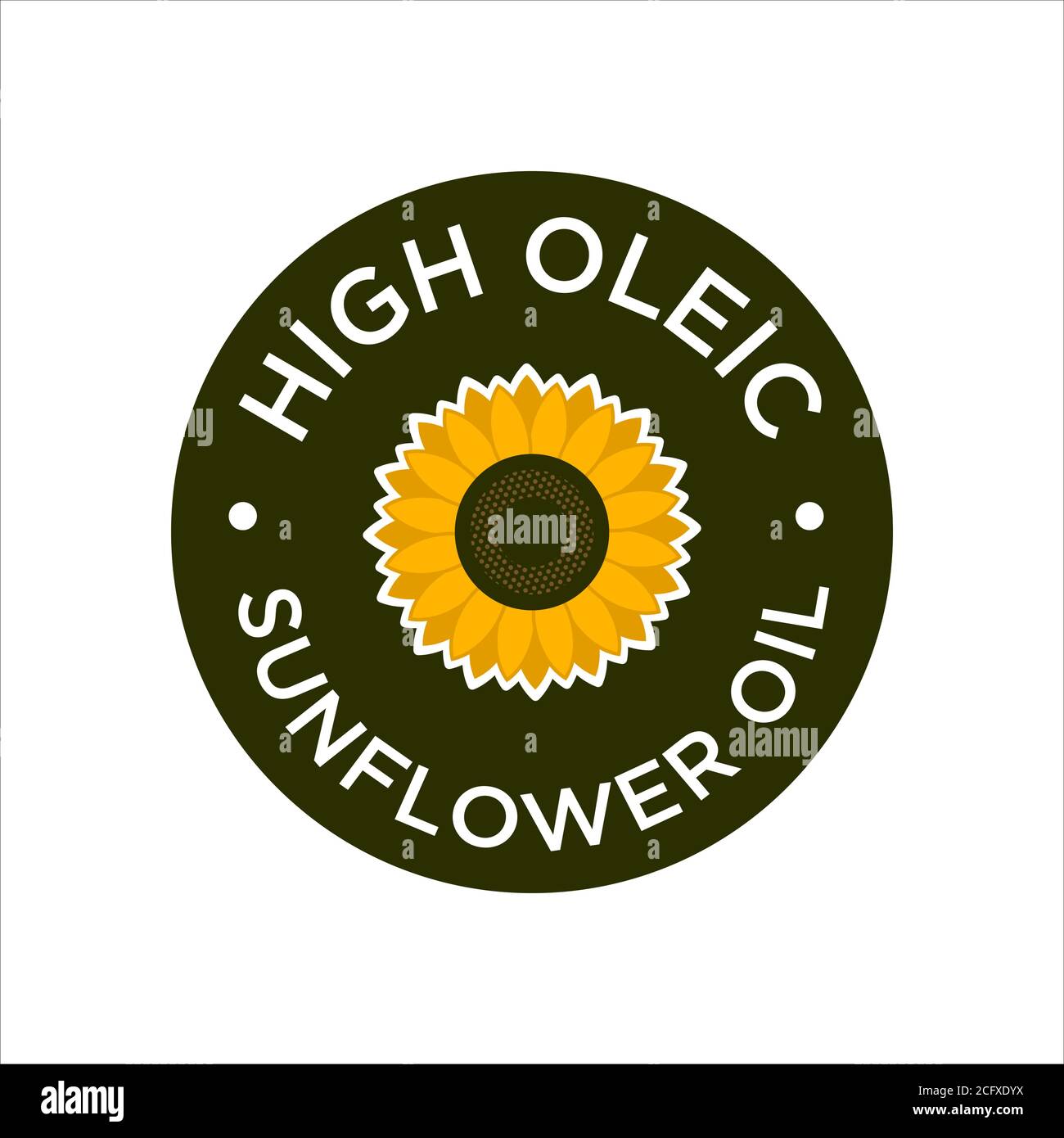 Symbol für Sonnenblumenöl. Hohes Oleic-Symbol. Stock Vektor