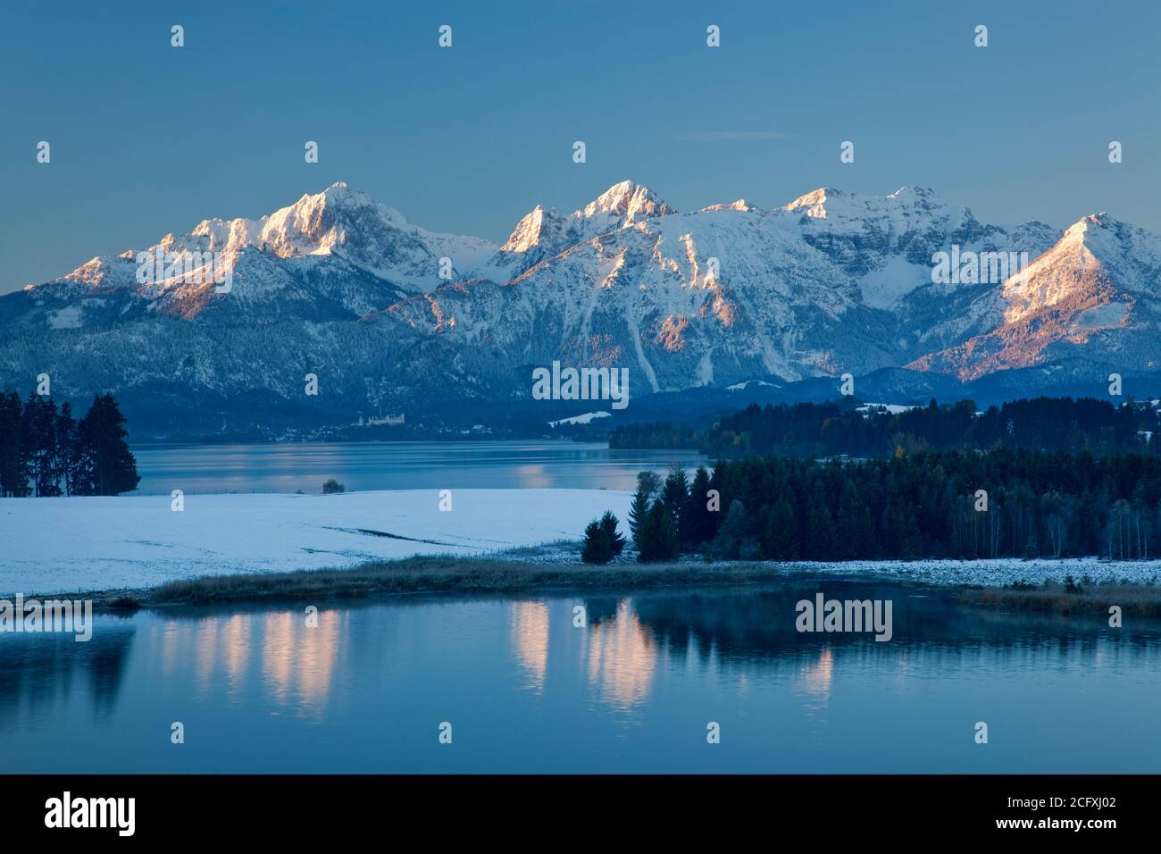 Geographie / Reisen, Deutschland, Bayern, Halblech, Illasbergsee mit Allgäuer Winterretrieve, Forggens, Additional-Rights-Clearance-Info-Not-available Stockfoto